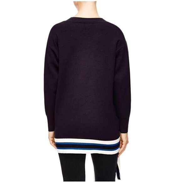 Sandro Sweater XS 0 NWT Pampa Tie-Hem Deep Navy French Label Luxury Warm Thick - Picture 7 of 10